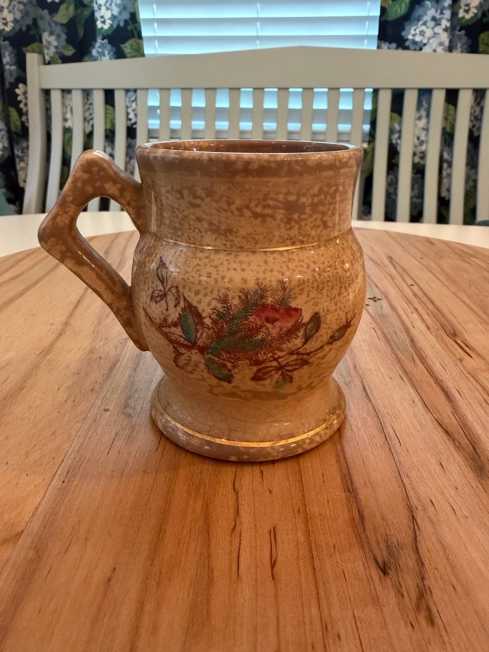 Vintage Floral Mug / Mini-Pitcher with Gold Trim
